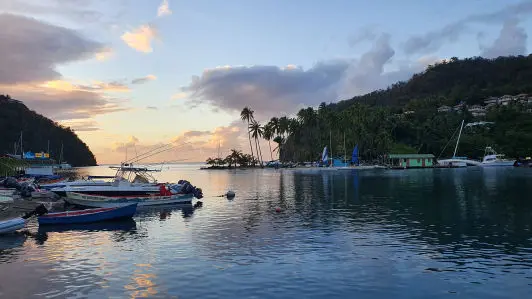 Marigot Bay vor Sonnenuntergang